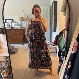 Anthropologie Navy/Purple Tent Maxi Dress